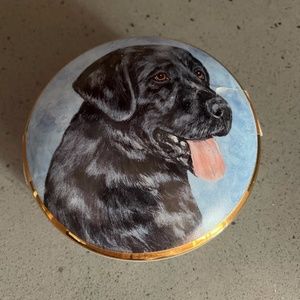 Black Lab porcelain round trinket/jewelry box